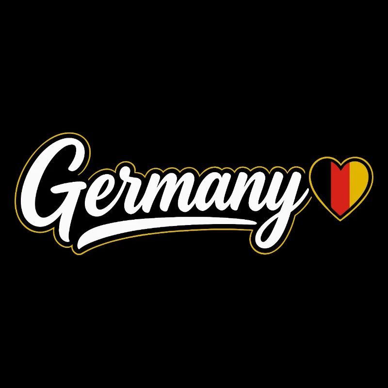 Germany Script with Flag Heart Fan Patriotic