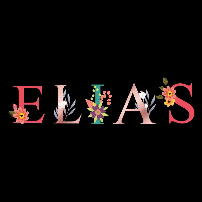Art du nom ELIAS avec des fleurs brodées