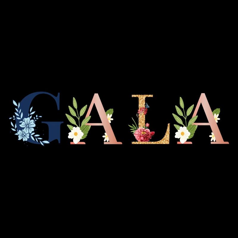Art du nom de gala avec fleurs brodées