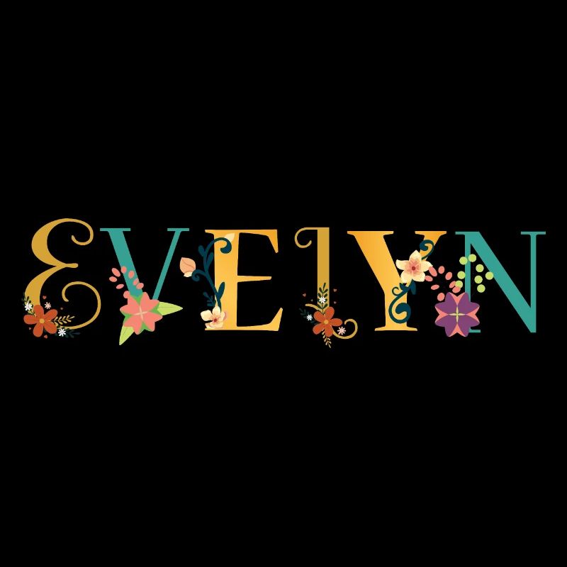 EVELYN Art du nom avec fleurs brodées