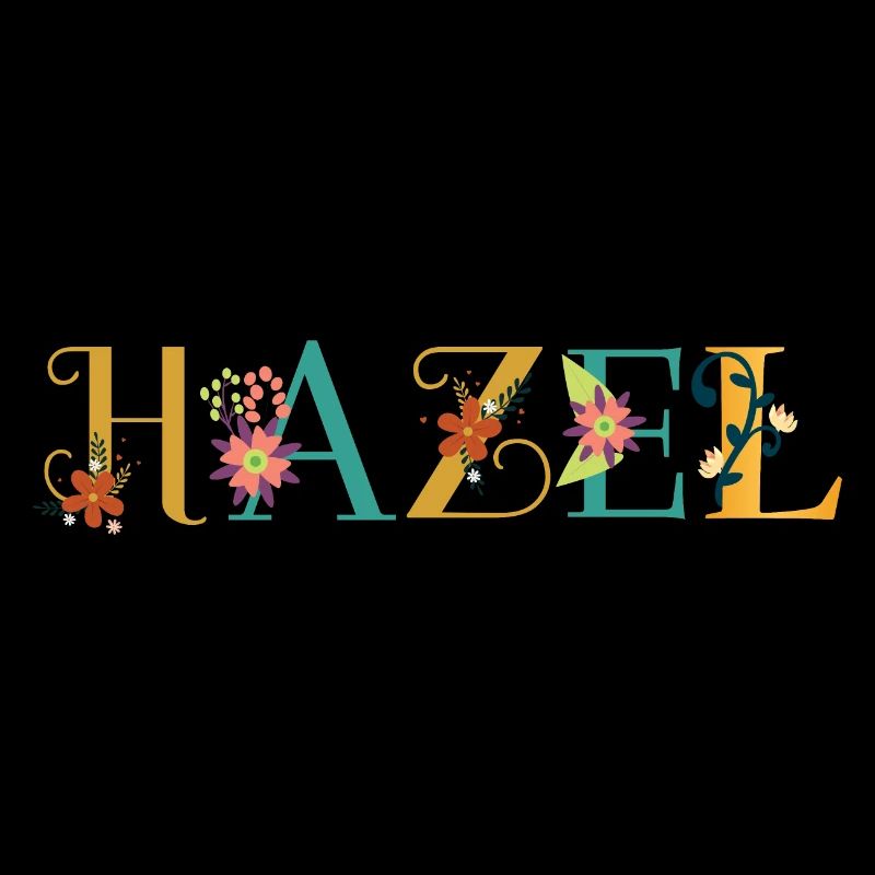 Art du nom HAZEL avec fleurs brodées