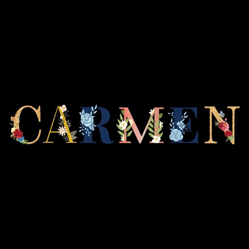 Art du nom CARMEN avec fleurs brodées