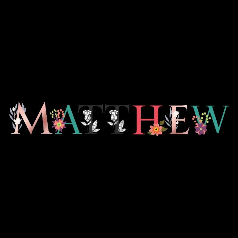MATTHEW Name Art avec des fleurs brodées