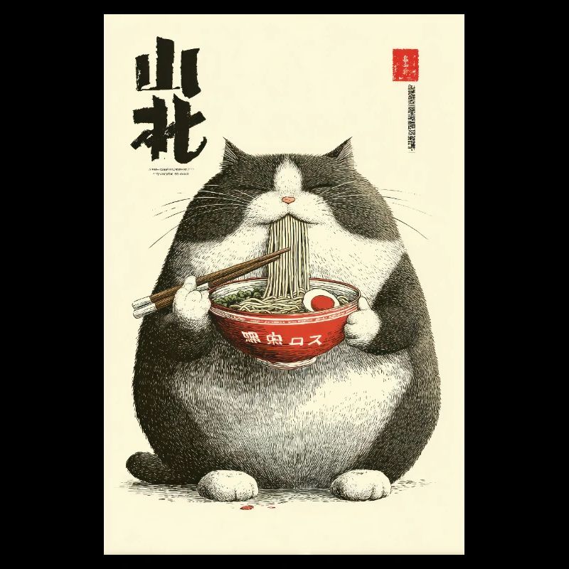 Chonky Cat Ramen Ukiyo-e