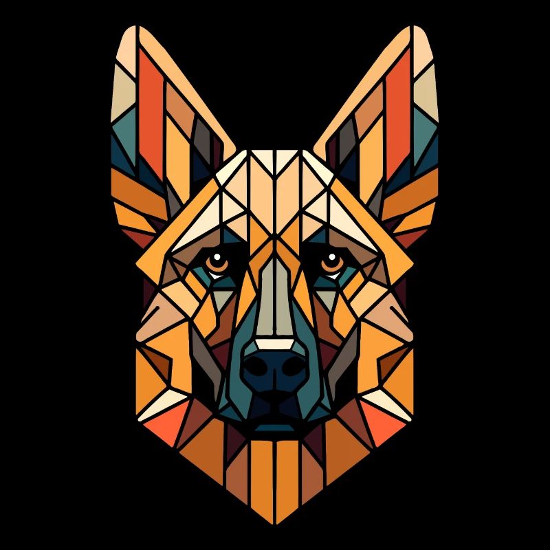 Malinois head geometric art, polygon art