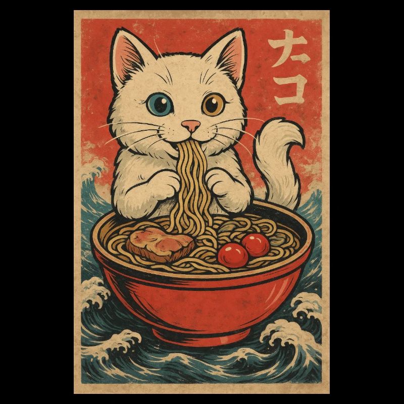 Cat Frames Ukiyo-E Retro