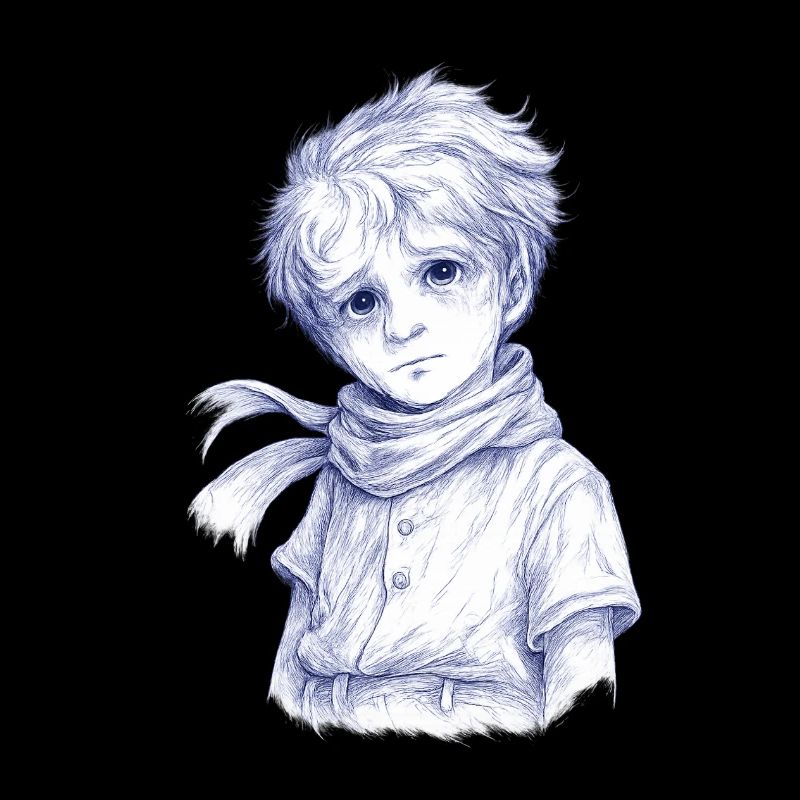 Garçon crayon bleu avec écharpe