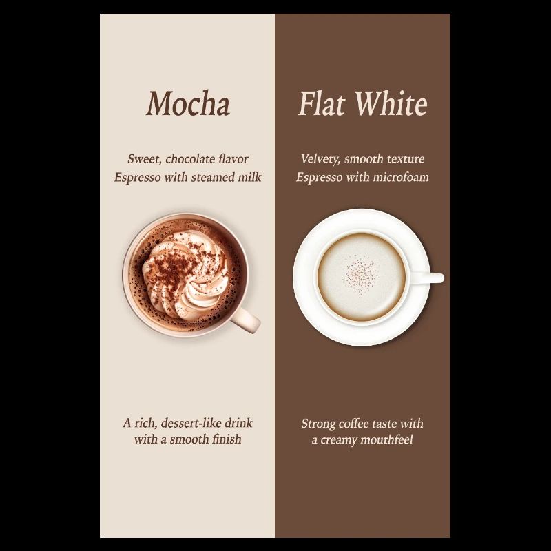 Affiche Moka vs café blanc plat