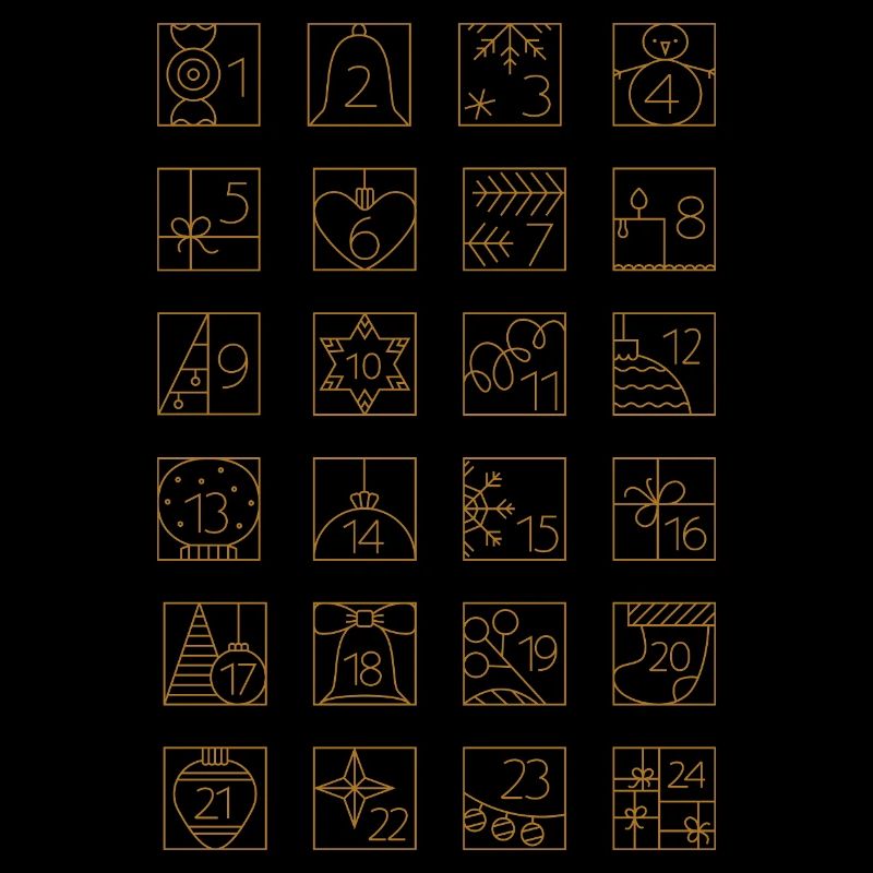 Advent Calendar Gold Checkered Geometric Pattern