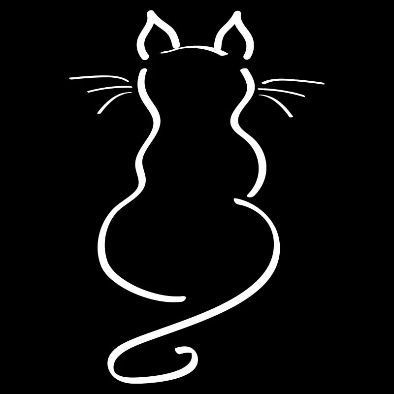 Cat Minimalist Line Back Plain Thick