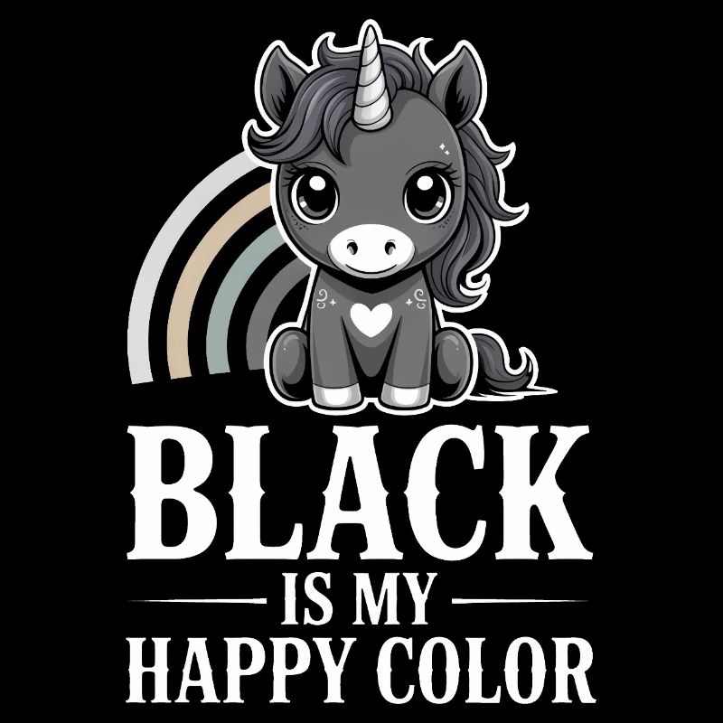 Le noir est ma licorne de couleur joyeuse