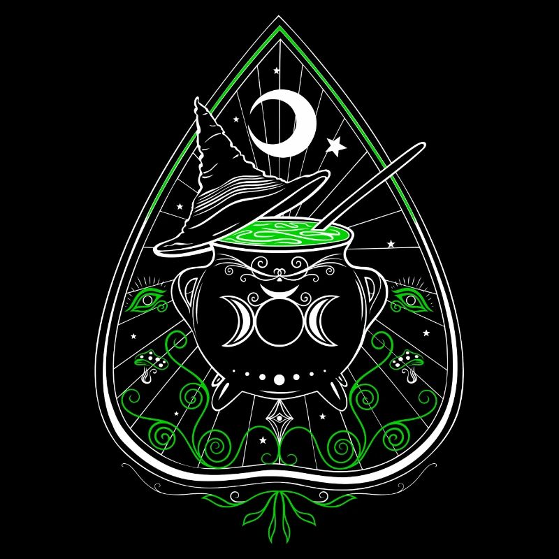 Green Witch Planchette Cauldron Witch Hat