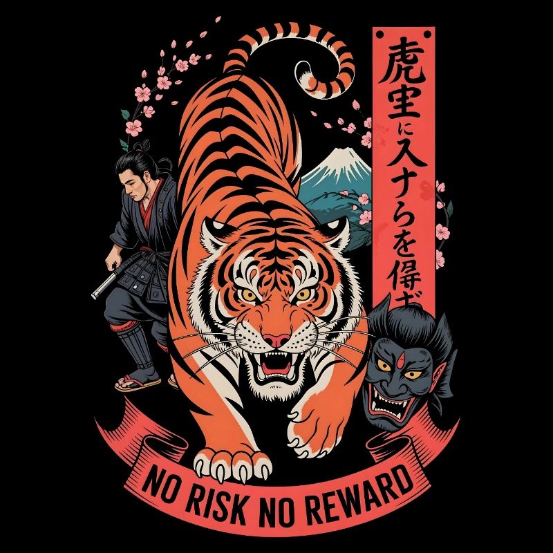 Kein Risiko Keine Belohnung Tiger-Samurai-Design