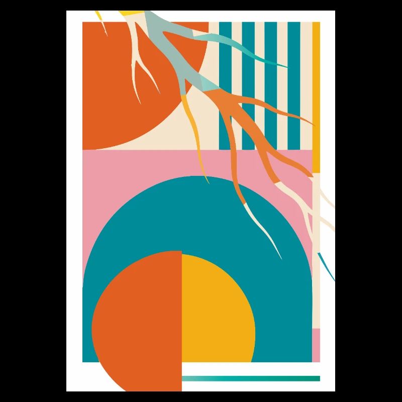 Abstract Geometry with Organic Lines Retro