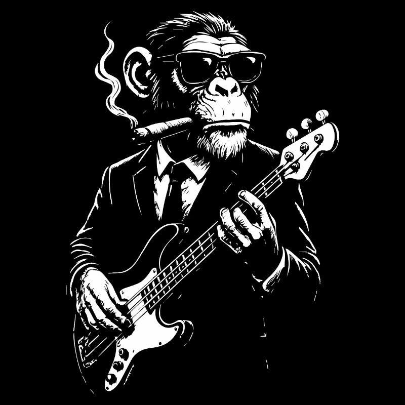 Rockin Monkey smoking cigar in a Sharp Suit
