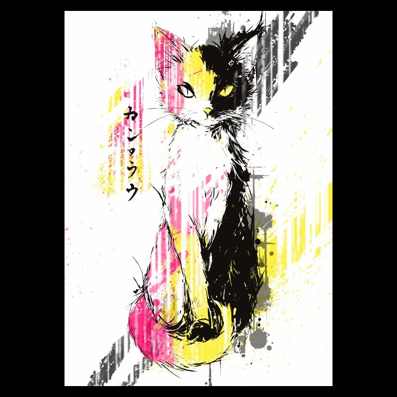 Chat bicolore néon en éclats