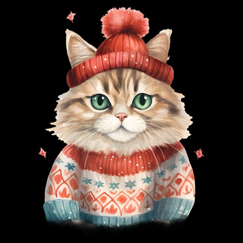Winterkatze im Strickpullover