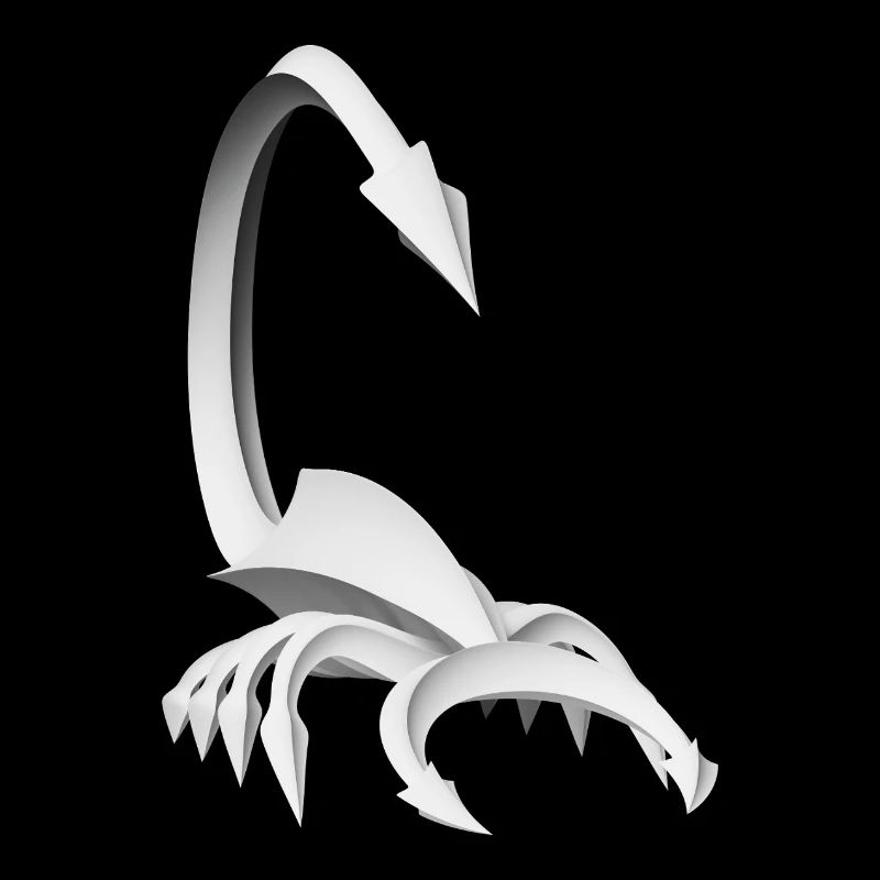 Futuristic scorpion in black and white