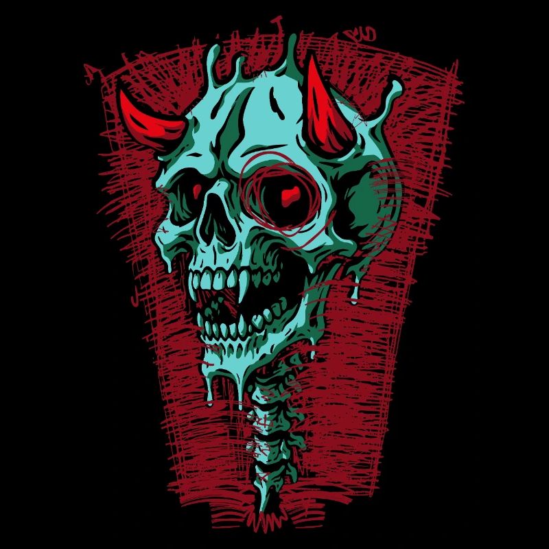 Crâne turquoise avec cornes