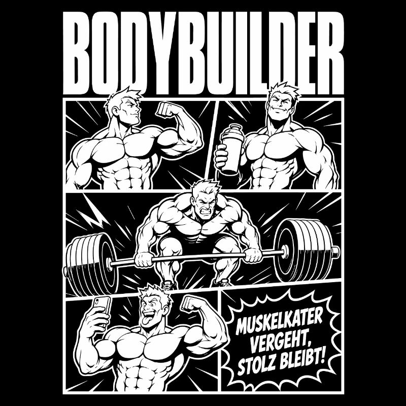 Bodybuilder Training Comic Stolz