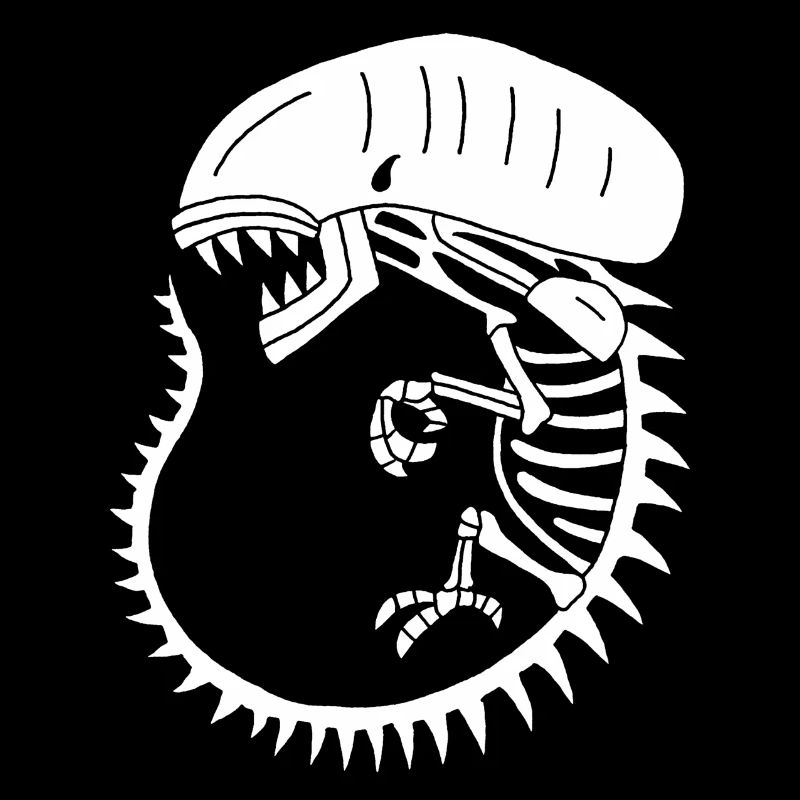 White alien monster skeleton