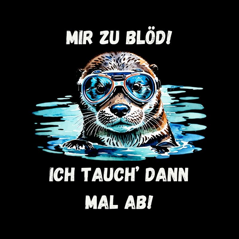 Diving Otter – Watercolor with Saying