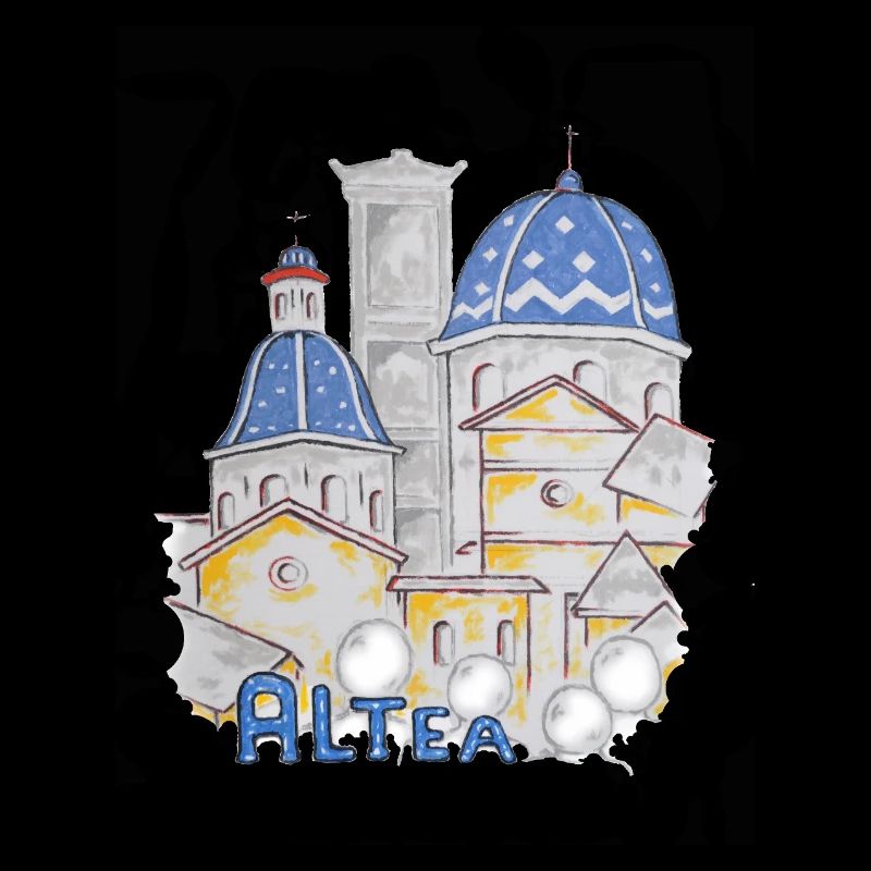 Church Altea-Spain drawing with blue domes