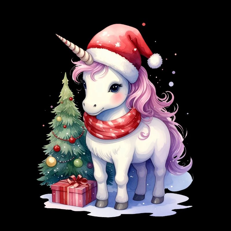 A unicorn celebrates Christmas