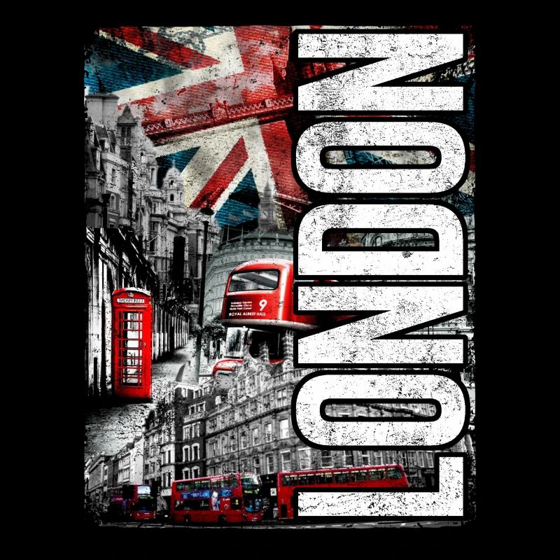 London Collage: Flags, Buses & Bricks