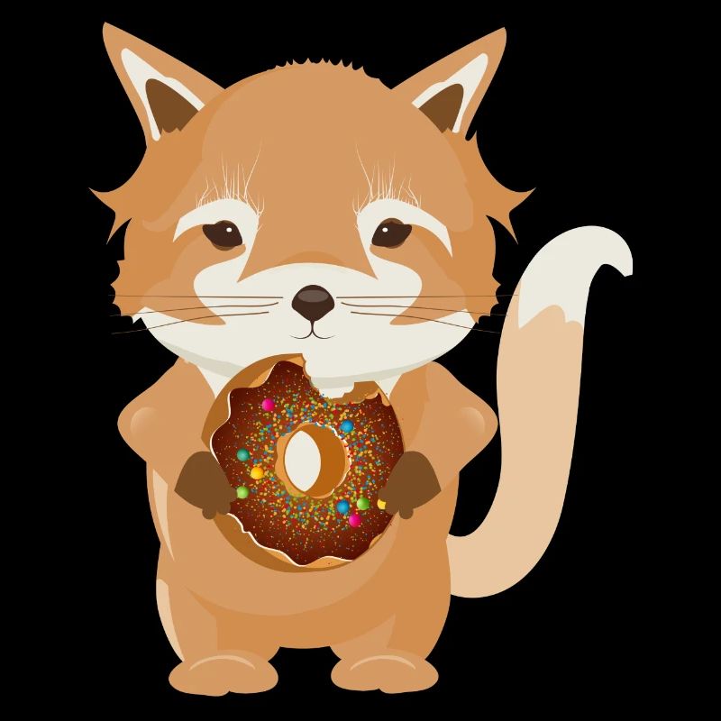 little fox with delicious chocolate donut