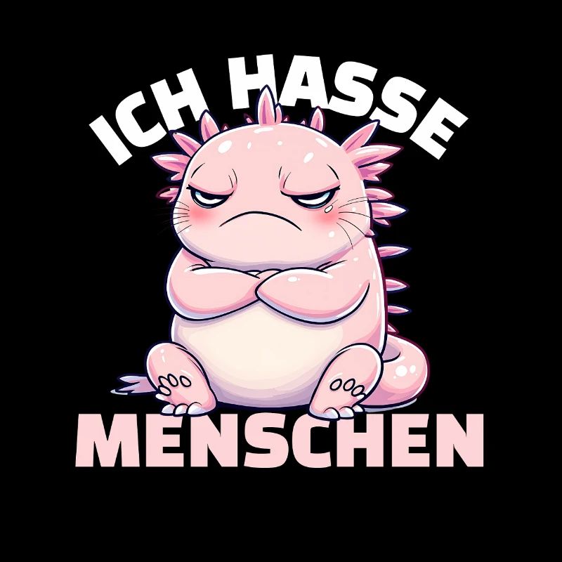 Grumpy pink axolotl for animal fans