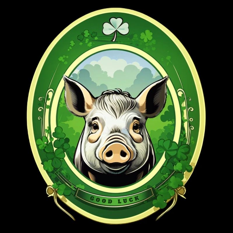 Cochon chanceux avec trèfles