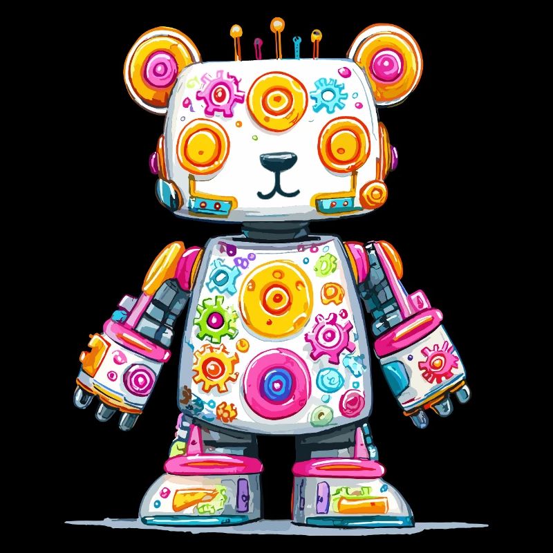 Imprimé néon de robot ours coloré