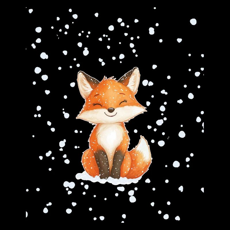 Fox with snowflakes