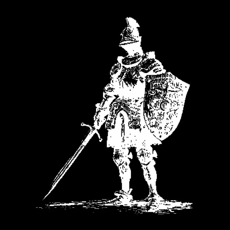 Ritter-Silhouette mit Schwert und Schild