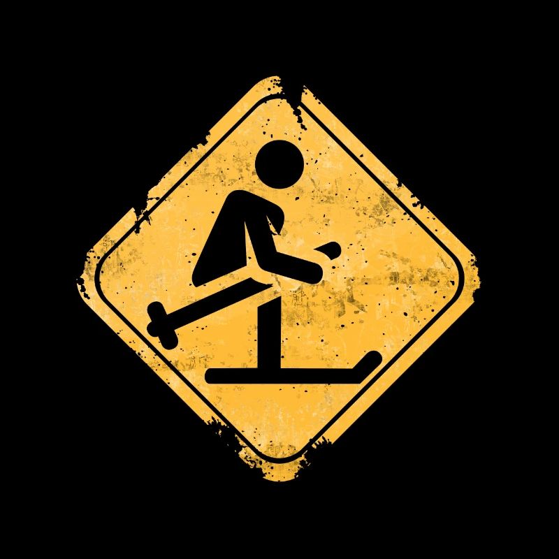 Grunge-Ski-Überquerungswarnschild
