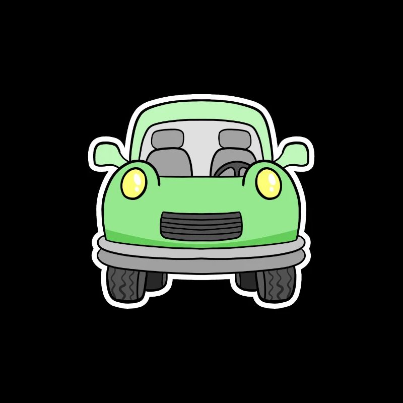 Vue frontale joyeuse de chariot vert