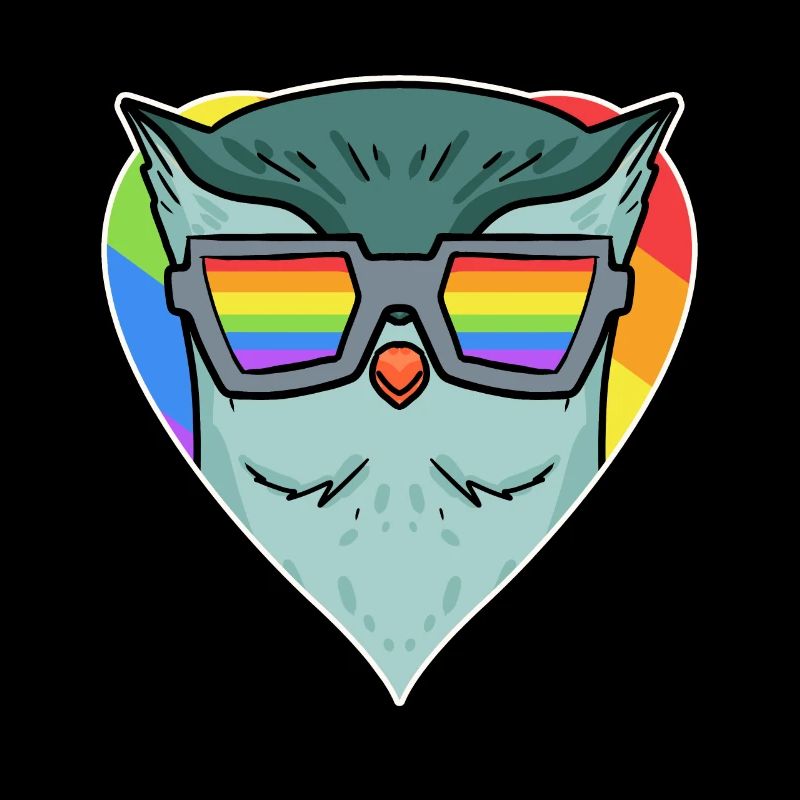 Gay Regenbogen Herz Tier Eule