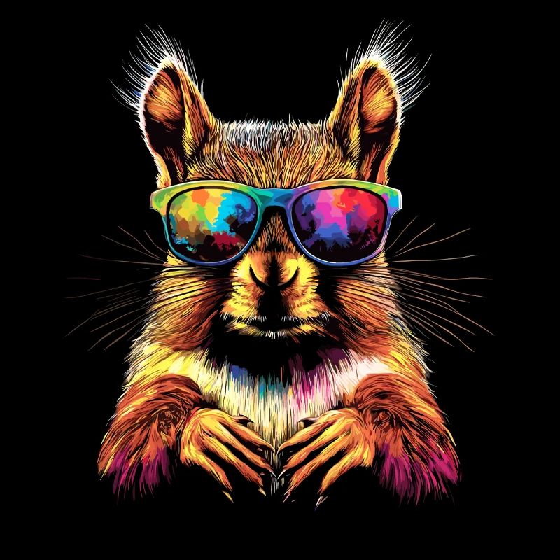 Eichhörnchen Kopfhörer Bunt Popart DJ Eichhörnchen