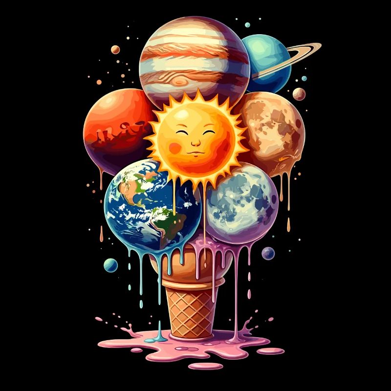 Cream Planet Waffle Système solaire de crème glacée
