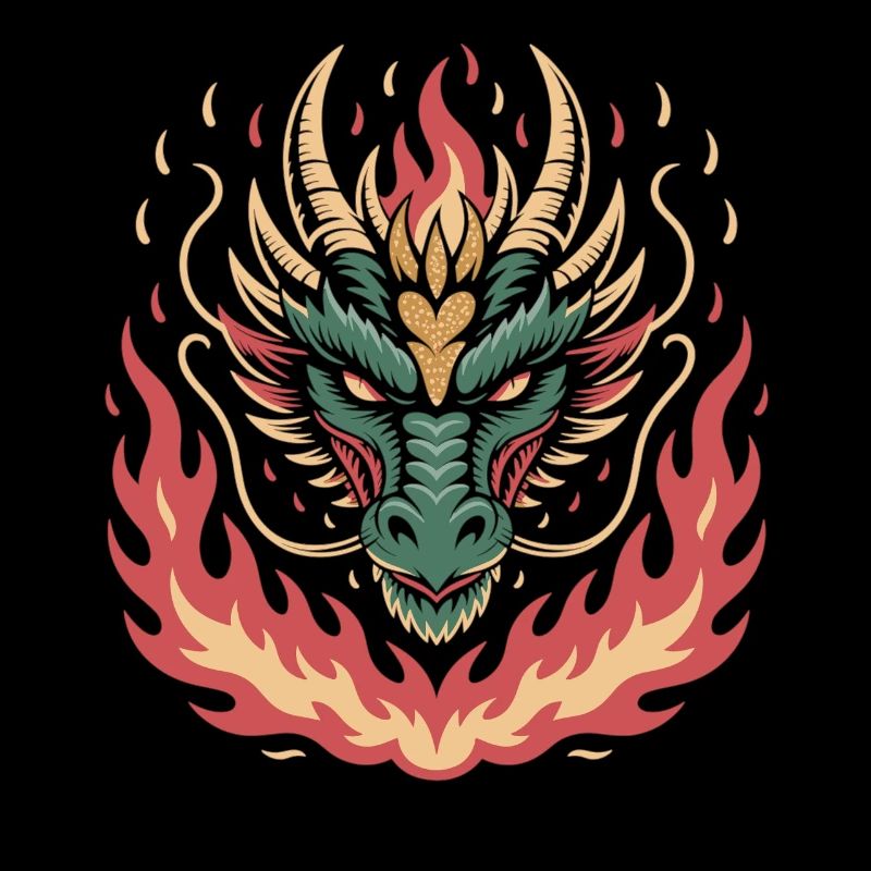 Feuriger Drache mit Herz