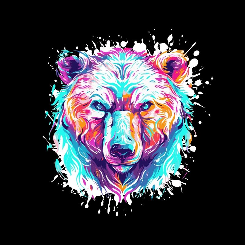 Tête d’ours Pop Art Éclaboussures