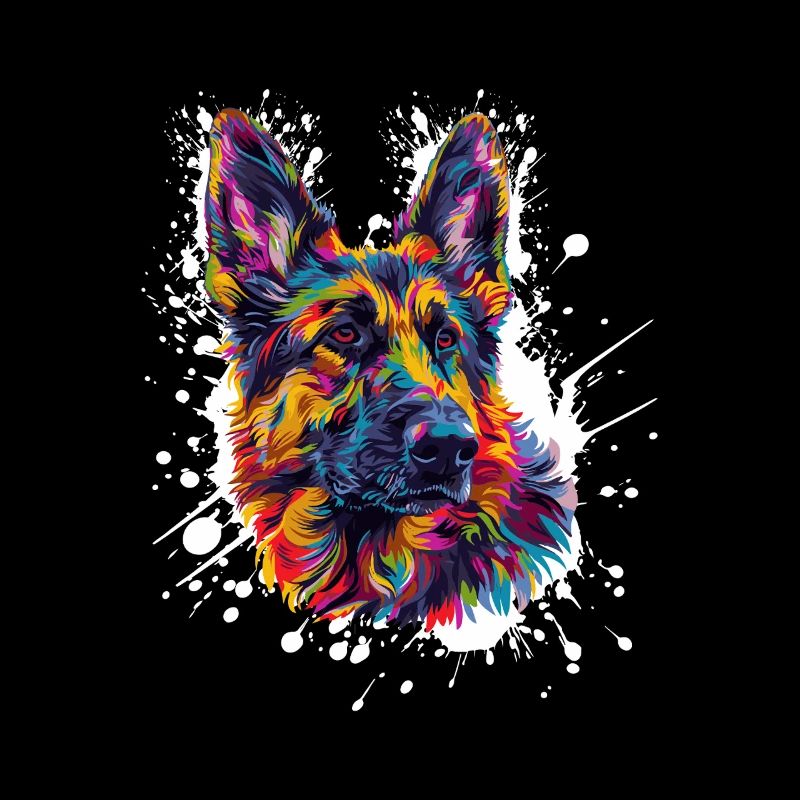 Dog Shepherd Paint Blobs