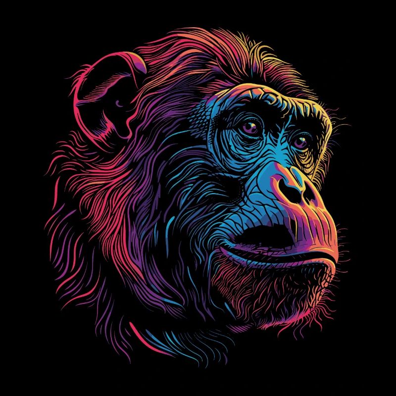 Neon Psychedelischer Affe