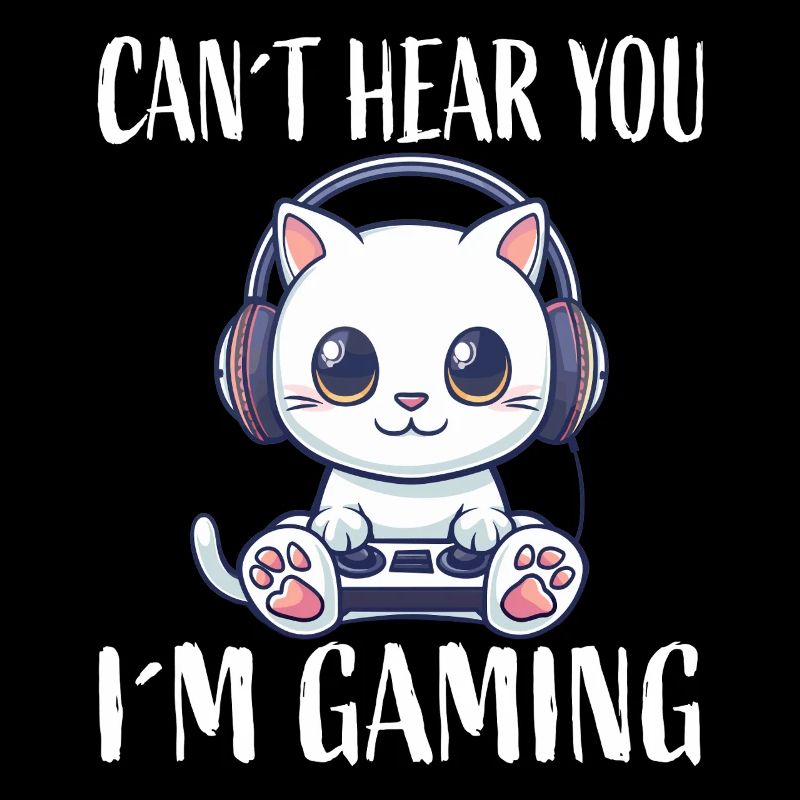 Gaming Katze mit Kopfhörern