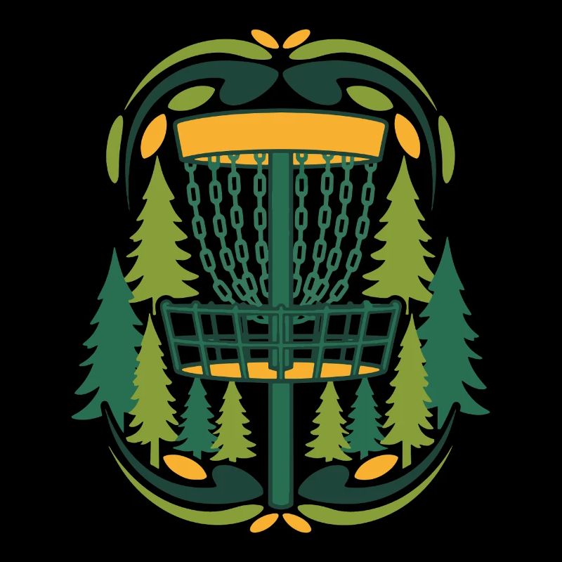 Forest Disc Golf Basket Flying Disc Scene