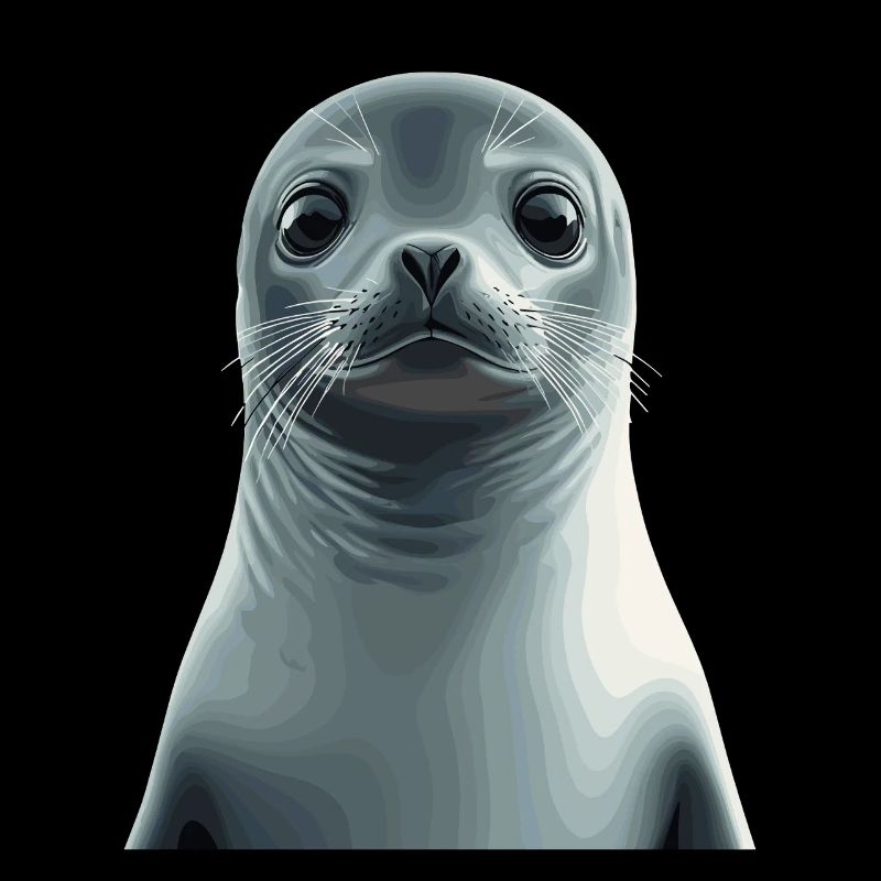 Grayscale seal illustration