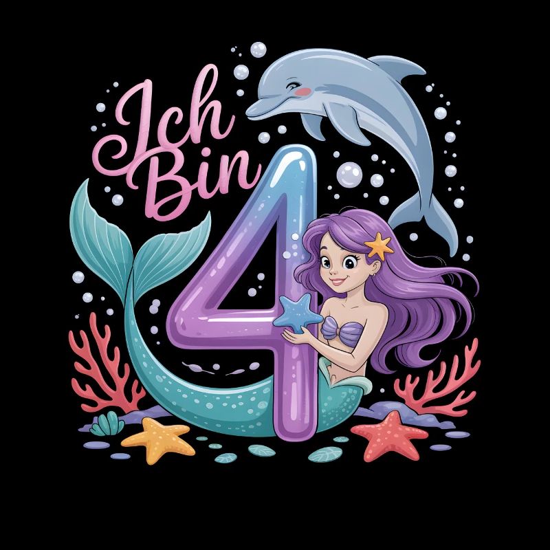 Ich Bin 4 Meerjungfrauen Mädchen 4. Geburtstag