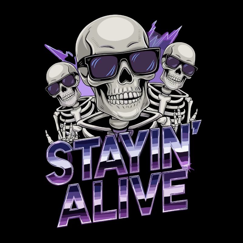 Stayin Alive Skeleton Retro Disco 70s