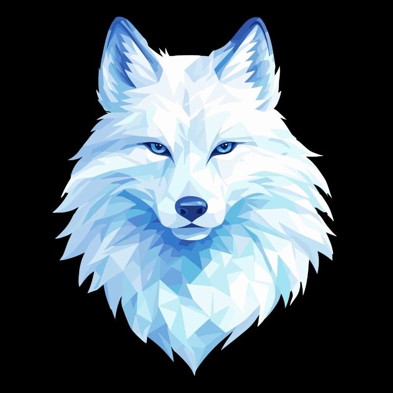 Polygon Wolf Eis Blau– Modern Art